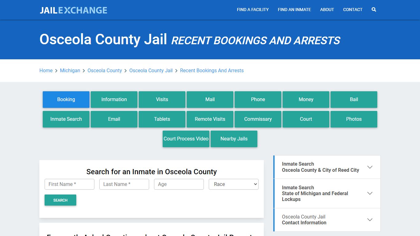 Osceola County Jail Recent Bookings And Arrests - Jail Exchange