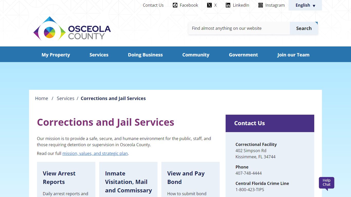 Corrections and Jail Services - Osceola County